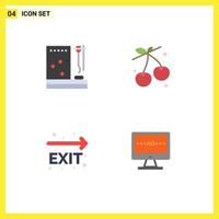 4 Universal Flat Icon Signs Symbols of blood exit room cherry leave Editable Vector Design Elements