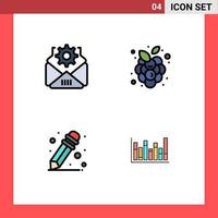 Set of 4 Vector Filledline Flat Colors on Grid for mail graph autumn fruits vineyard up Editable Vector Design Elements
