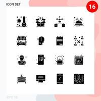 Set of 16 Modern UI Icons Symbols Signs for notification bell goods development coding Editable Vector Design Elements