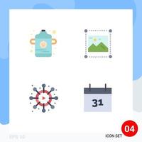 conjunto moderno de 4 iconos planos pictograma de gráficos de diseño de video para bebés calendario elementos de diseño vectorial editables vector