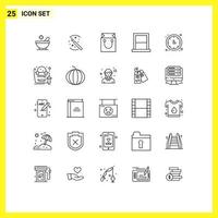 conjunto moderno de 25 líneas y símbolos, como elementos de diseño de vectores editables del dormitorio del hogar del carro del hogar del tiempo
