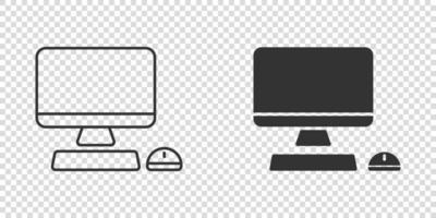 Personal computer in flat style. Desktop pc vector illustration on isolated background. Monitor display sign business concept.