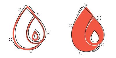 icono de gota de agua en estilo cómico. ilustración de vector de dibujos animados de blob sobre fondo blanco aislado. Concepto de negocio de signo de efecto de salpicadura de gota de lluvia.