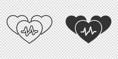 Arterial blood pressure icon in flat style. Heartbeat monitor vector illustration on isolated background. Pulse diagnosis sign business concept.