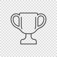 Trophy cup icon in flat style. Goblet prize vector illustration on isolated background. Award sign business concept.