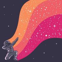 Astronaut having fun beautiful design illustration with Warm colors vector