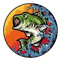 diseño de logotipo de ilustración de pesca de lubina vector