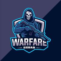 escuadrón de calaveras con logotipo de esport de mascota de pistola vector