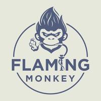 Flaming monkey illustration logo design vector