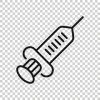 Syringe icon in flat style. Inject needle vector illustration on white isolated background. Drug dose business concept.