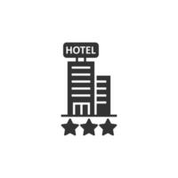 icono de signo de hotel 3 estrellas en estilo plano. posada edificio ilustración vectorial sobre fondo blanco aislado. concepto de negocio de habitación de albergue. vector