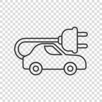 icono de coche eléctrico en estilo plano. ilustración de vector electro auto sobre fondo blanco aislado. concepto de negocio de transporte ecológico.
