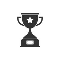 Trophy cup icon in flat style. Goblet prize vector illustration on isolated background. Award sign business concept.