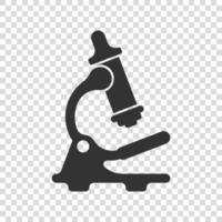 icono de microscopio en estilo plano. Ilustración de vector de lupa de laboratorio sobre fondo aislado. concepto de negocio de signo de instrumento de biología.