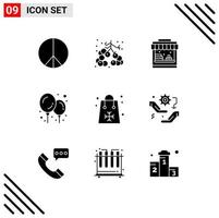 Modern Set of 9 Solid Glyphs Pictograph of gear holidays water halloween christmas Editable Vector Design Elements