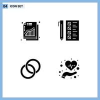 Mobile Interface Solid Glyph Set of 4 Pictograms of increase ring chart develop couple Editable Vector Design Elements