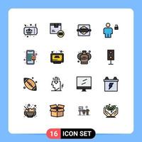 conjunto de 16 iconos modernos de la interfaz de usuario signos de símbolos para elementos de diseño de vectores creativos editables para el cuerpo de la tienda humana desbloqueados