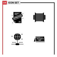 4 Thematic Vector Solid Glyphs and Editable Symbols of application share accordion music day Editable Vector Design Elements