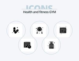 paquete de iconos de glifos de gimnasio 5 diseño de iconos. fecha. gimnasia. salud. gimnasia. aptitud física vector