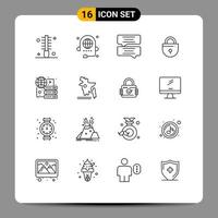 Outline Pack of 16 Universal Symbols of connect locked discussion lock message Editable Vector Design Elements