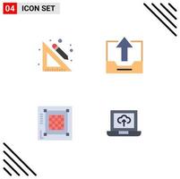 Universal Icon Symbols Group of 4 Modern Flat Icons of education design pencil drawer layout Editable Vector Design Elements