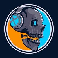 Skull head esport game logo design vector