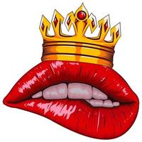 Illustration of realistic lips with a crown vector