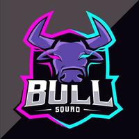 Bull mascot esport logo design vector