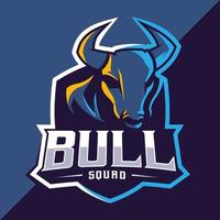 Bull mascot esport logo design vector