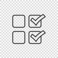 Checklist document icon in flat style. Survey vector illustration on white isolated background. Check mark choice business concept.