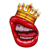 Illustration of realistic lips with a crown vector