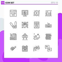 16 Universal Outlines Set for Web and Mobile Applications shop cooking shopping canned shopping Editable Vector Design Elements