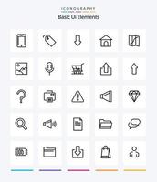 Creative Basic Ui Elements 25 OutLine icon pack  Such As location. shope. arrow. house. building vector
