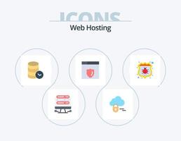 Web Hosting Flat Icon Pack 5 Icon Design. protect. antivirus. security. shield. web server vector