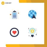 Modern Set of 4 Flat Icons Pictograph of check like list globe user Editable Vector Design Elements