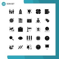 Mobile Interface Solid Glyph Set of 25 Pictograms of add medical maple hospital solution Editable Vector Design Elements