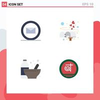 Modern Set of 4 Flat Icons and symbols such as email diet box mail protein Editable Vector Design Elements