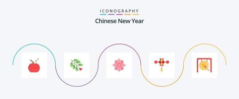 Chinese New Year Flat 5 Icon Pack Including newyear. new. newyear. chinese. firecracker vector