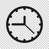 Clock icon in flat style. Watch vector illustration on white isolated background. Timer business concept.