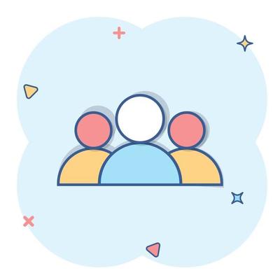 Cartoon people icon in comic style. Users illustration pictogram. Teamwork person sign splash business concept.