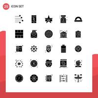 Pack of 25 Modern Solid Glyphs Signs and Symbols for Web Print Media such as construction spa technology lamp win Editable Vector Design Elements