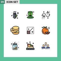 Group of 9 Modern Filledline Flat Colors Set for resize money coding coins programing Editable Vector Design Elements