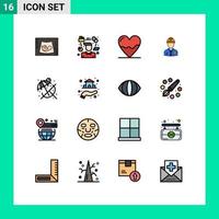 16 iconos creativos signos y símbolos modernos de trabajador de la construcción consultor medicina cardiograma elementos de diseño de vectores creativos editables