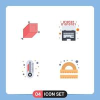 Pictogram Set of 4 Simple Flat Icons of box thermometer artificial intelligence geometry Editable Vector Design Elements