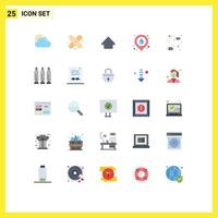 25 Universal Flat Color Signs Symbols of bullet usb upload electronic location Editable Vector Design Elements