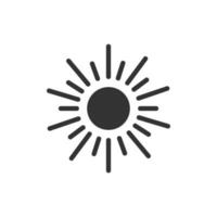 icono de sol en estilo plano. Ilustración de vector de signo de luz solar sobre fondo blanco aislado. concepto de negocio de luz diurna.