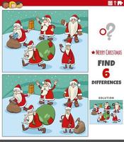 differences task with Santa Clauses with Christmas gifts vector