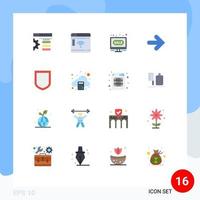 Pack of 16 creative Flat Colors of security right bids arrows arrow Editable Pack of Creative Vector Design Elements