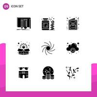 Mobile Interface Solid Glyph Set of 9 Pictograms of milky way box savings package xmas Editable Vector Design Elements