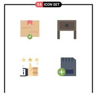 4 iconos creativos, signos y símbolos modernos de aprobación del paquete de mesa, soporte para el hogar, elementos de diseño vectorial editables vector